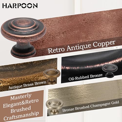HARPOON Hardware Cabinet Drawer Knob 1-1/4‘’ Inch,Straight Top Ring Cabinet Drawer Round Pulls,10- Pack Antique Copper - Image 5