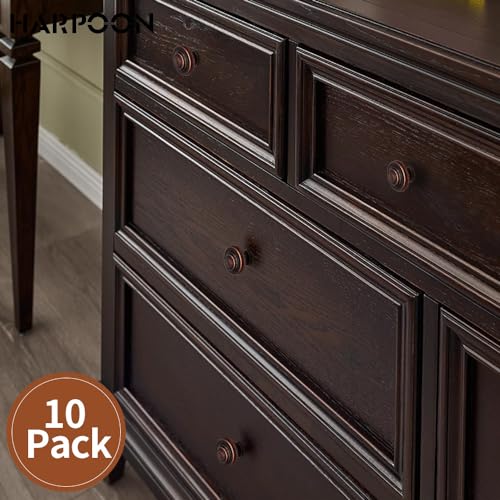 HARPOON Hardware Cabinet Drawer Knob 1-1/4‘’ Inch,Straight Top Ring Cabinet Drawer Round Pulls,10- Pack Antique Copper - Image 3