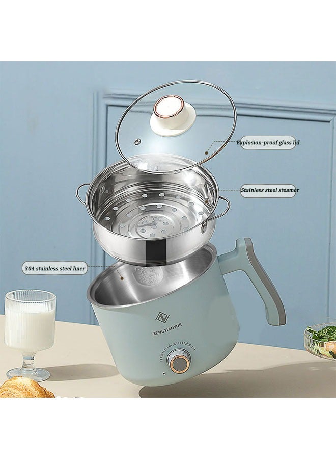 YelaJoy 1.8L Multi-Function Electric Pot - Compact Stainless Steel Cooker with Steamer Basket, 800W Fast Heating, Safe Shatterproof Lid & Cool-Touch Handle for Dorm & Small Kitchen (Ivory White)  - Image 3