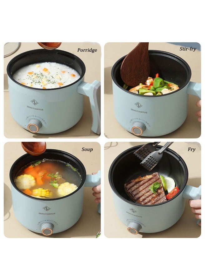 YelaJoy 1.8L Multi-Function Electric Pot - Compact Stainless Steel Cooker with Steamer Basket, 800W Fast Heating, Safe Shatterproof Lid & Cool-Touch Handle for Dorm & Small Kitchen (Ivory White)  - Image 4