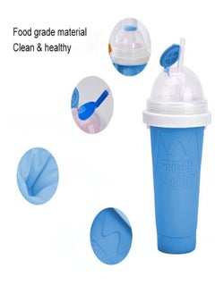 Magic Slushy Maker Squeeze Cup Slushie Maker, Homemade Milk Shake Maker Cooling Cup Squee DIY it for Everyone (Blue)
