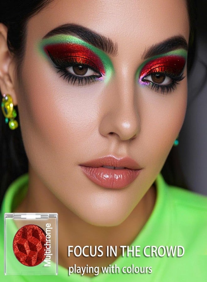 DE'LANCI DE’LANCI Chameleon Red Glitter Eyeshadow Highly Pigmented, Single Metallic Glitter Red Eye Shadow Palette Intense Color Shifting, Chrome True Red Shimmery Glitter Eyes Warm Goth Smoky Makeup - Image 4