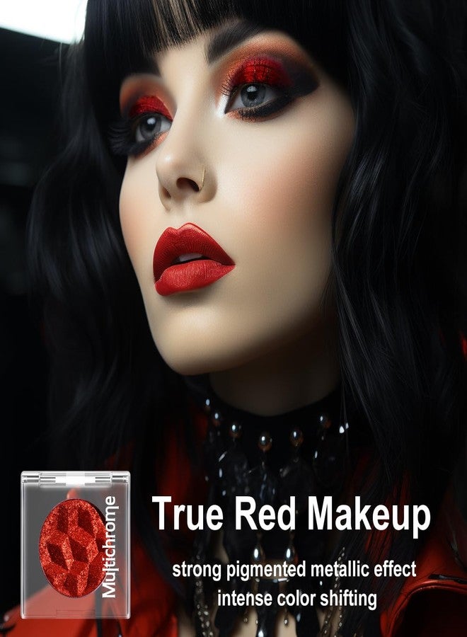 DE'LANCI DE’LANCI Chameleon Red Glitter Eyeshadow Highly Pigmented, Single Metallic Glitter Red Eye Shadow Palette Intense Color Shifting, Chrome True Red Shimmery Glitter Eyes Warm Goth Smoky Makeup - Image 2