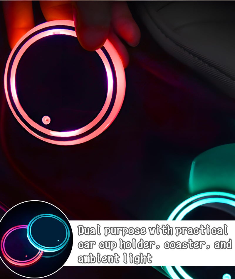 INIMAGINE 2 Pcs Car Interior Accessories & Car Cup Holder Accessories, Colorful Car Coasters for Holder, Universal 6.7 * 6.7cm Design with Cup Holder Lights for Compatibility - Image 4
