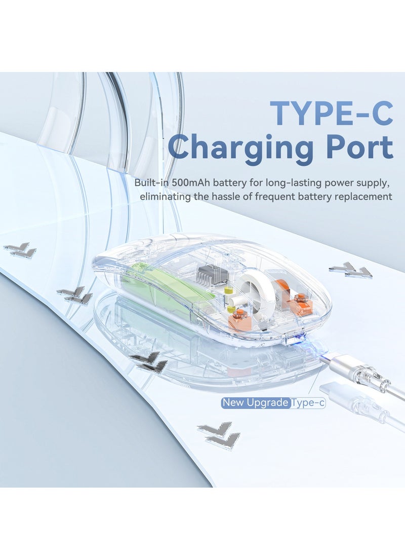 general Transparent wireless bluetooth mouse charging silent tablet notebook office home 2.4G wireless gaming mouse - Image 2