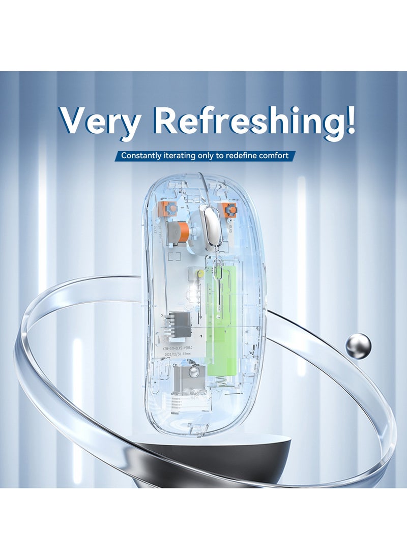 general Transparent wireless bluetooth mouse charging silent tablet notebook office home 2.4G wireless gaming mouse - Image 3