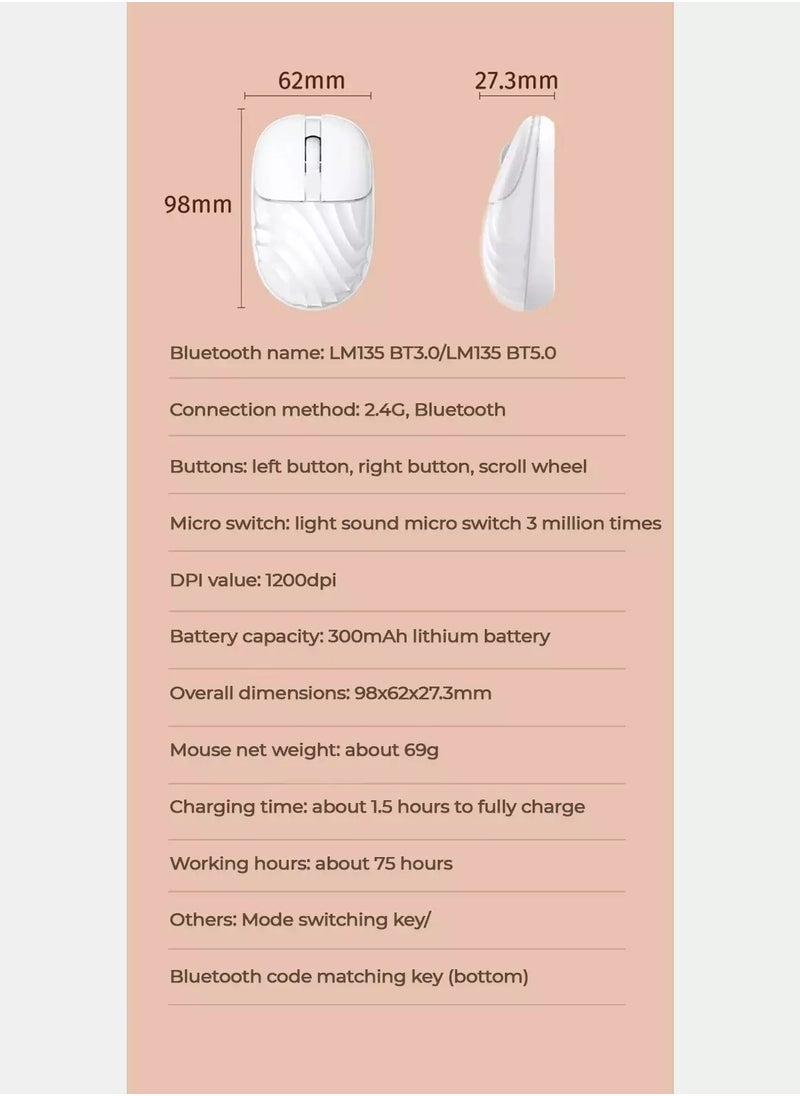 JeDEL - WD142 Wireless, Bluetooth Rechargeable Mouse - 1600 DPI Adjustable - Battery Life 180 Hours - Image 1