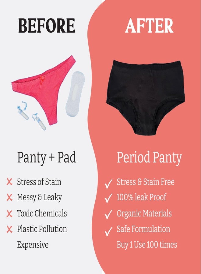 Zorb. Reusable Period Panty for Women | Comfortable Period Panties for Women Leak Proof | Absorbs Heavy Flow 4X of Sanitary Pad Black, 2XL (PO3) - Image 3