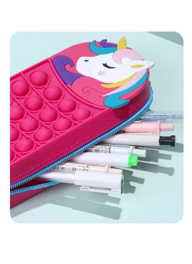 Generic Silicone Cartoon Pencil Case Student Stationery Box Cute Decompression Pencil Case Red  - Image 5