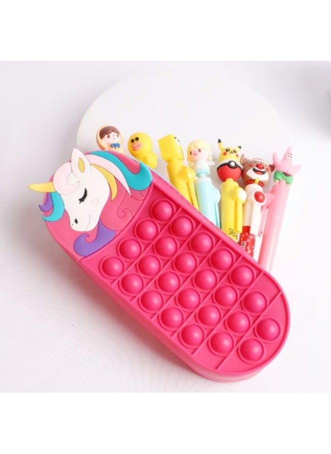 Generic Silicone Cartoon Pencil Case Student Stationery Box Cute Decompression Pencil Case Red  - Image 2
