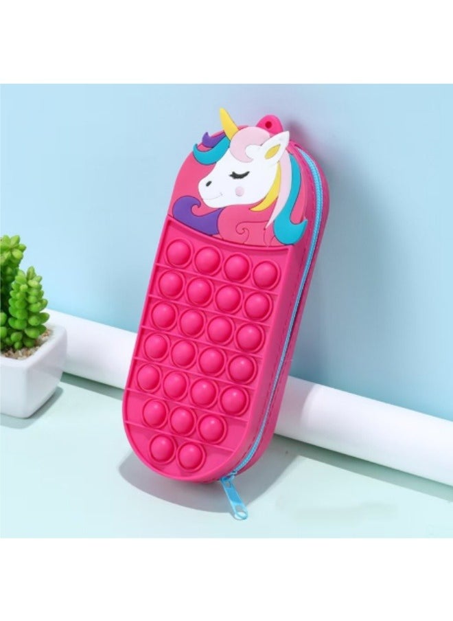 Generic Silicone Cartoon Pencil Case Student Stationery Box Cute Decompression Pencil Case Red  - Image 1
