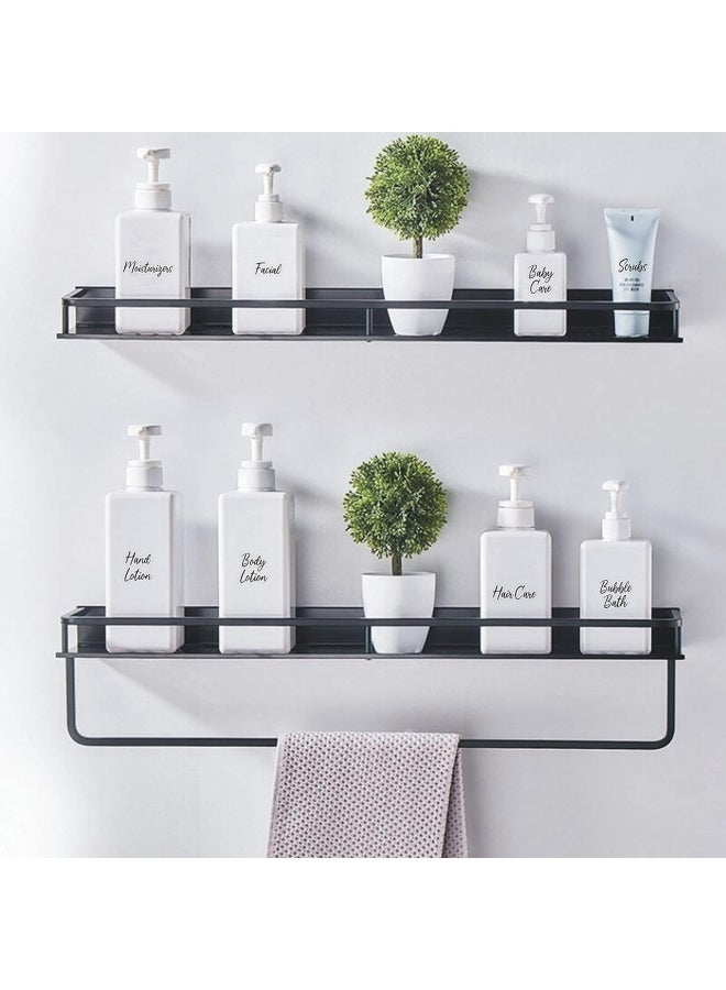 Premify Set Of 120 Black Script Bathroom Stickers Bath Beauty And Makeup Preprinted Sticker Water Resistant Clear Vinyl Label - Image 2