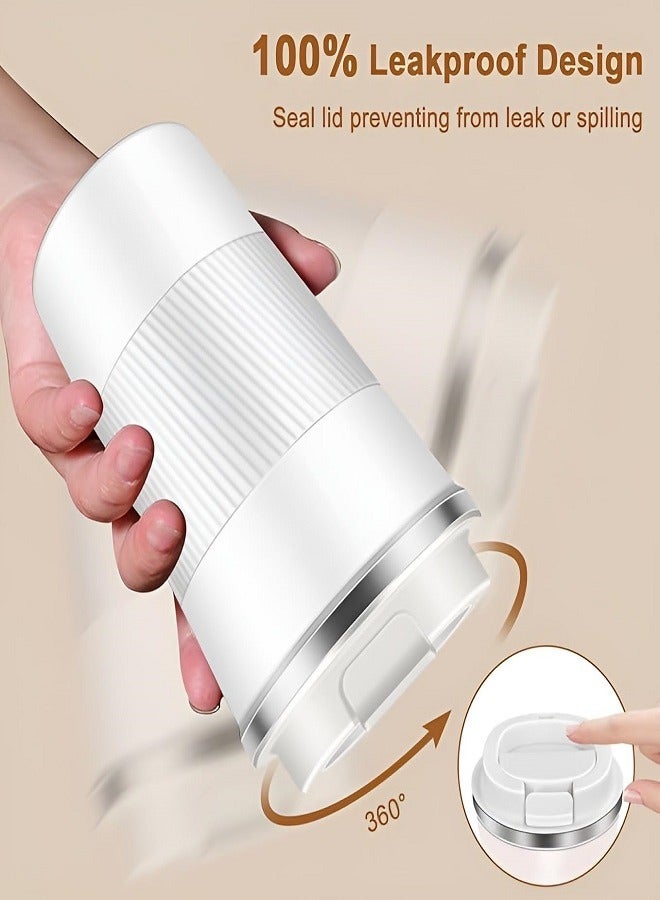 Travel Mug Coffee Cups Thermal Insulated Vacuum Insulation Stainless Steel Bottle for Hot Cold Drinks 510ml-White  - Image 4