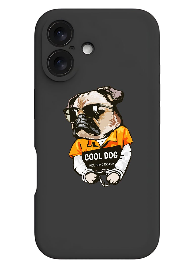 Theodor Protective Slim Fit Case Liquid Silicone Cover with Full Body Protection Anti-Scratch Shockproof Case For Apple iPhone 17 (Black) cool dog - Image 1