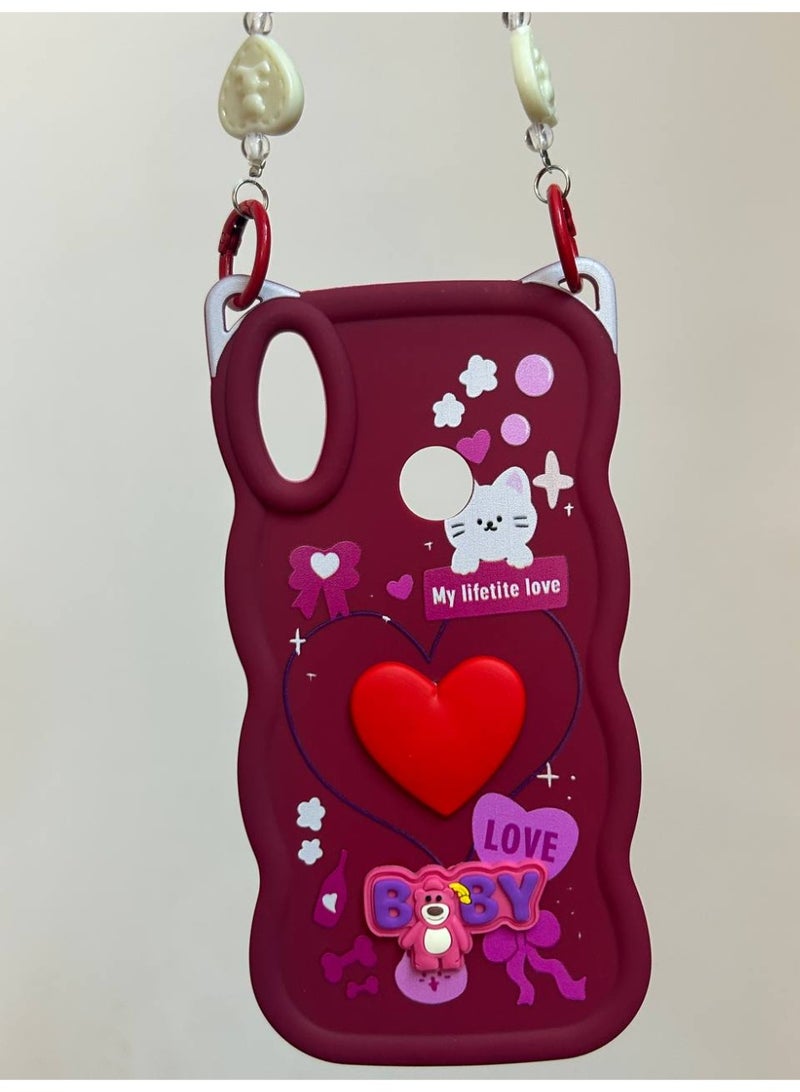 A new cartoon-style back cover in the shape of a heart with the word BABY on it, compatible with the Huawei Y7 2019 phone. - Image 1