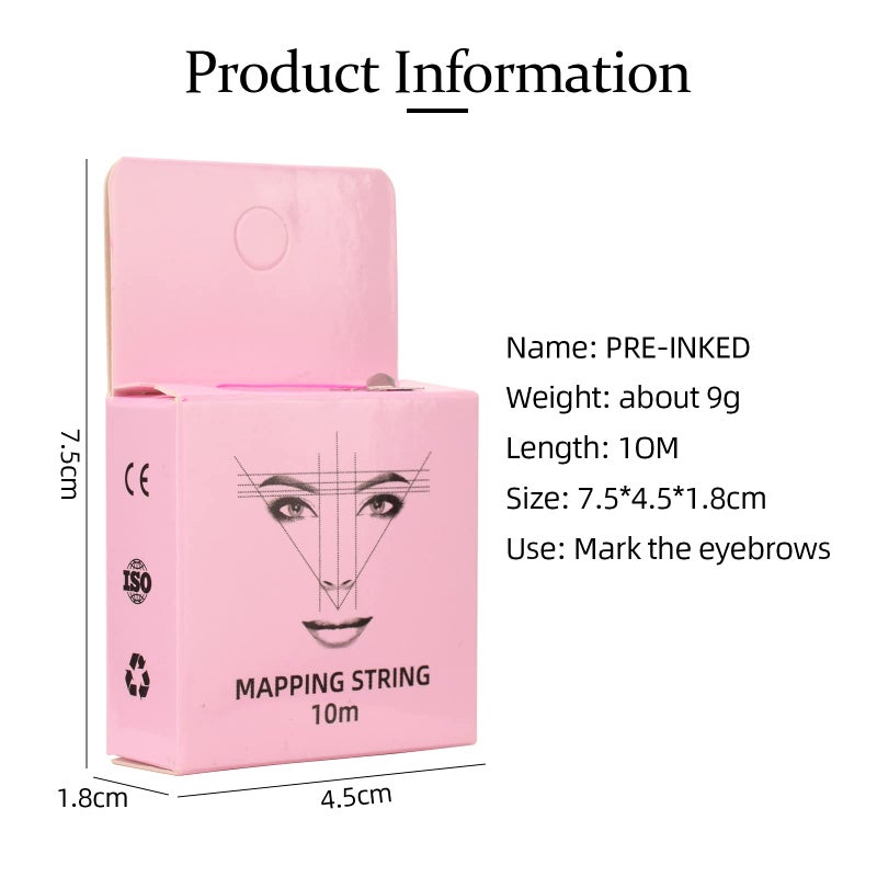 ATOMUS Eyebrow Mapping String 3 Pack Pre-inked 10m(32ft) Microblading String for Brow Marking 3 Colors Black White Pink Measuring String for Eyebrow Makeup - Image 2