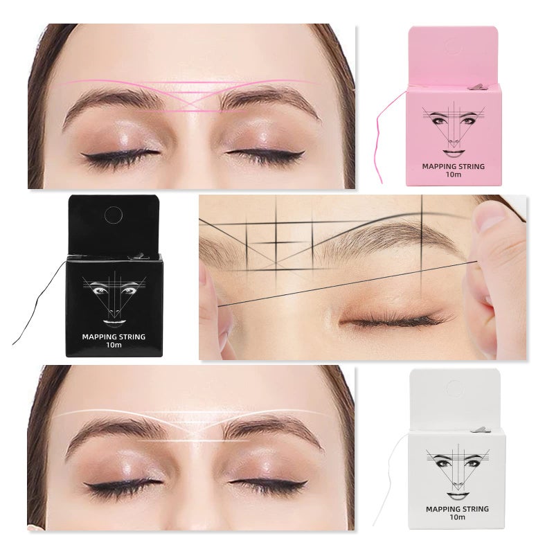 ATOMUS Eyebrow Mapping String 3 Pack Pre-inked 10m(32ft) Microblading String for Brow Marking 3 Colors Black White Pink Measuring String for Eyebrow Makeup - Image 4