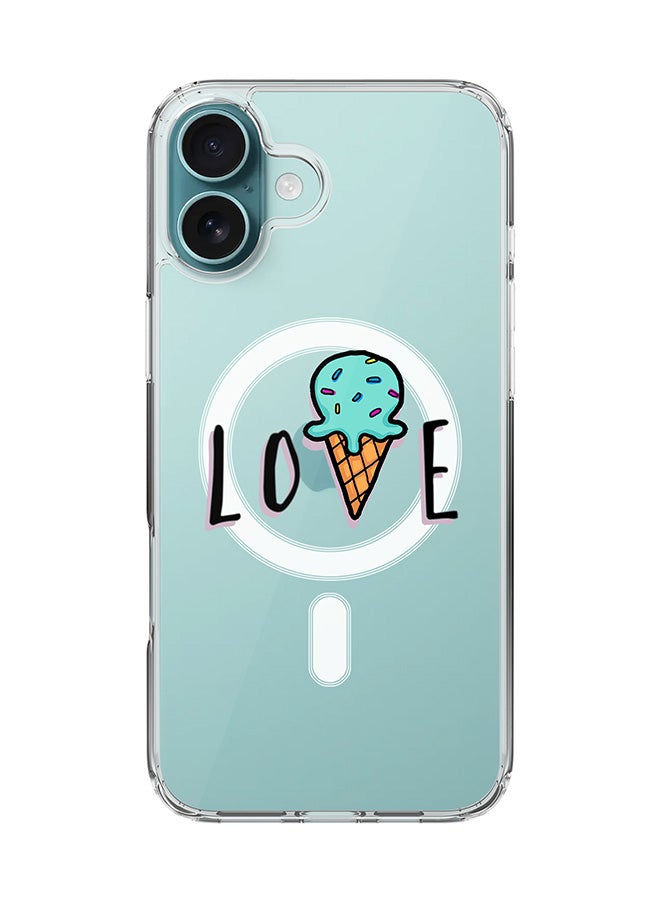 Stylizedd For iPhone 16 Plus Case [Compatible with MagSafe] Slim Magnetic cover Clear Phone Case - LoveIcecream Cone - Image 1