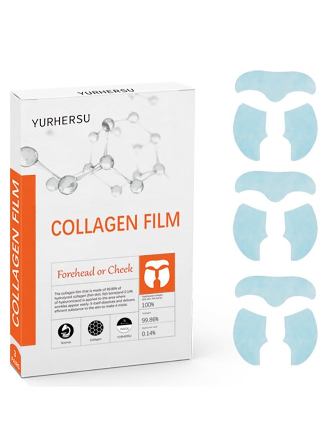 YURHERSU Melting Collagen Face Film Soluble Face Mask Skin Soothing Care Membrane Film for Forehead Cheek Moisturizing Removing Fine Line Firm Smooth Skin Improving Skin Elasticity - Image 2