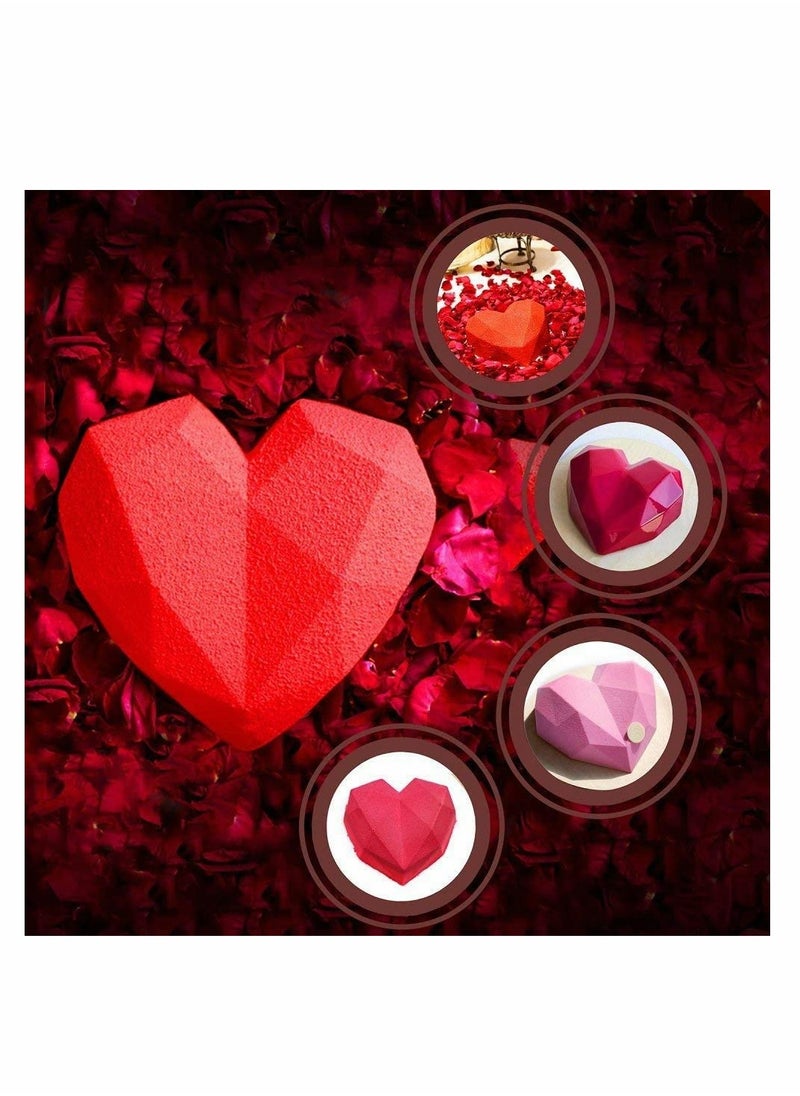 Generic - Silicone Heart Mould Set - 3D Diamond Shape for Chocolate, Soap, Cakesicles - BPA Free - 2 Pack - Image 1