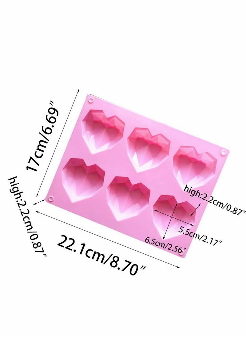 Generic - Silicone Heart Mould Set - 3D Diamond Shape for Chocolate, Soap, Cakesicles - BPA Free - 2 Pack - Image 1