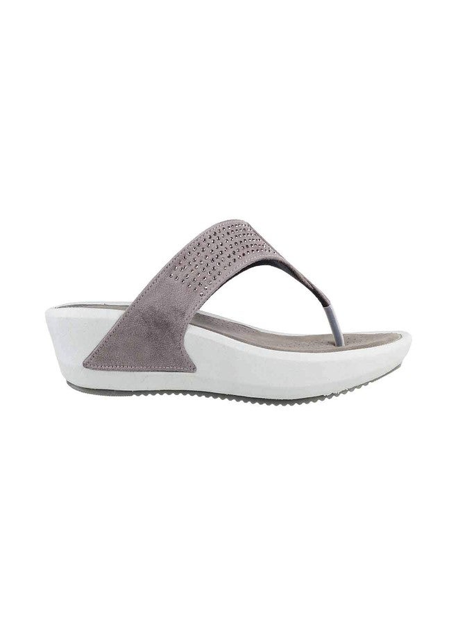 Mochi Womens Synthetic Grey Slippers (Size (7 UK (40 EU)) - Image 2