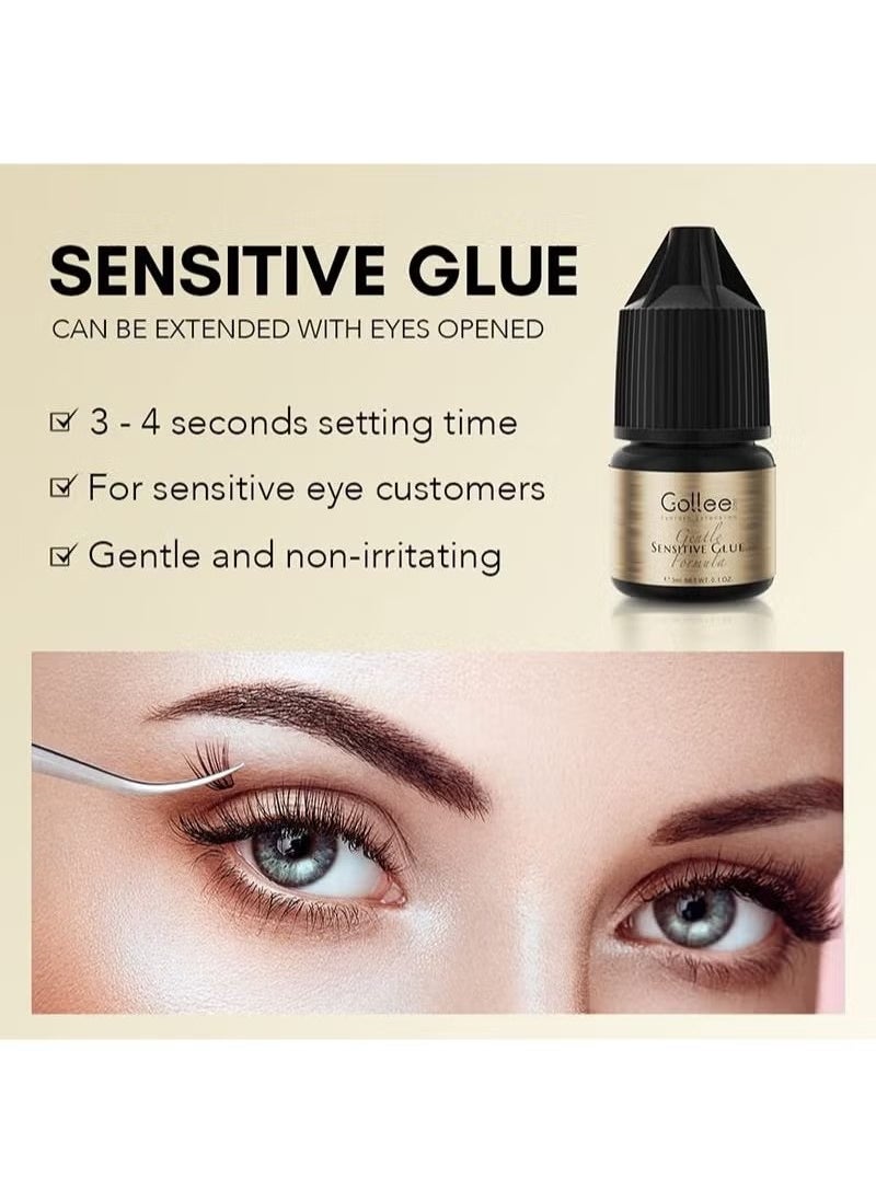 GOLLEE - DIY Lashes Extension/Extra Strong Evolution Eyelash Extension Glue (0.1fl.oz / 3ml),Lash Extension at Home,3-4Seconds/Low Humidity/Waterproof and Oil Resistant - Image 1