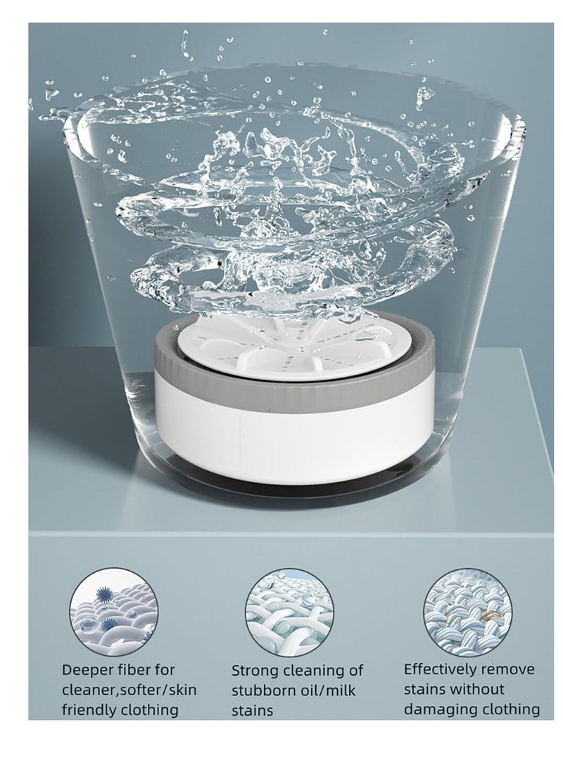 غسالة صغيرة، غسالة توربينية أوتوماتيكية بالكامل، آلة غسيل محمولة بثلاث سرعات تحكم عن بُعد، غسالة توربو محمولة للسفر، الرحلات التجارية، التخييم، رمادي - Image 3