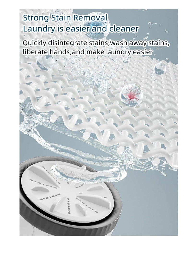 غسالة صغيرة، غسالة توربينية أوتوماتيكية بالكامل، آلة غسيل محمولة بثلاث سرعات تحكم عن بُعد، غسالة توربو محمولة للسفر، الرحلات التجارية، التخييم، رمادي - Image 4