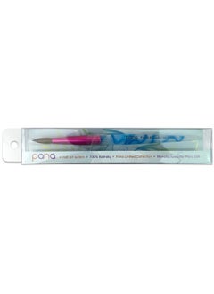 Pana Usa Acrylic Nail Brush Pure Kolinsky Hair Acrylic White Swirl Blue Handle With Pink Ferrule Round Shaped - Size 8  - Image 3