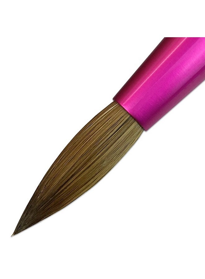 بانا فرشاة أظافر أكريليك من الولايات المتحدة الأمريكية مصنوعة من شعر كولينسكي نقي مع مقبض أزرق حلزوني باللون الوردي على شكل دائري - مقاس 8 - Image 2