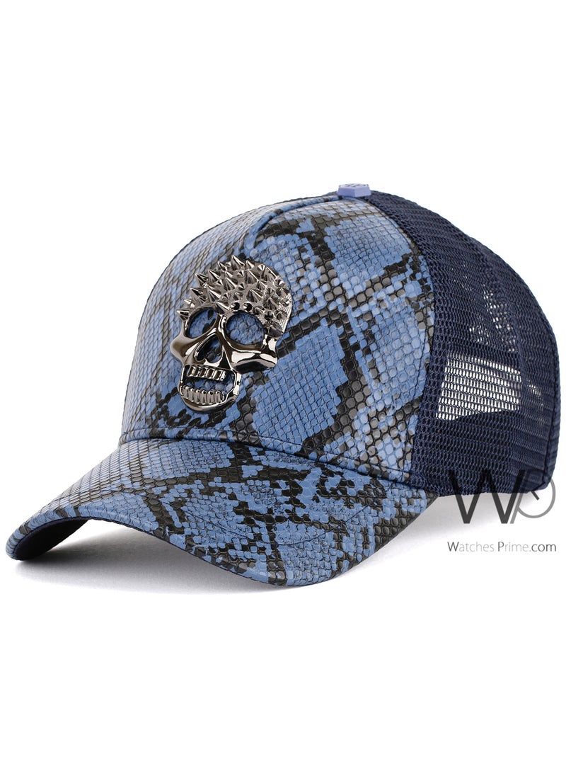 PHILIPP PLEIN Philipp Plein PP Trucker Mesh Cap Blue Color Cotton Hat For Men  - Image 1