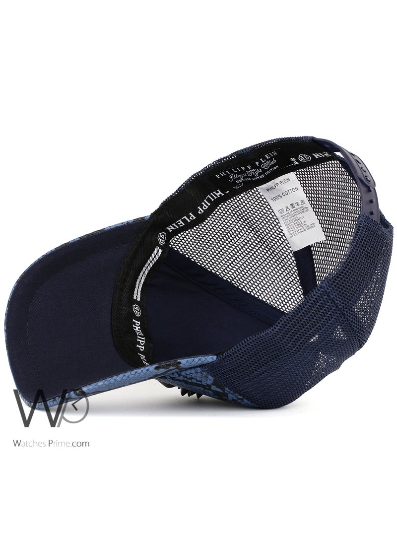 PHILIPP PLEIN Philipp Plein PP Trucker Mesh Cap Blue Color Cotton Hat For Men  - Image 4