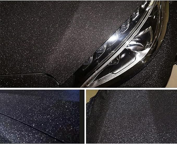 SUNBIRD High Glossy Wood Grain Vinyl Wrap Sticker Decal Car Internal Wraps Self Adhesive DIY Film, Waterproof Wrap Roll Without Bubble (12x42-Inch, Black Glitter - Image 5