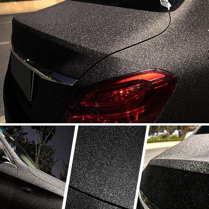 SUNBIRD High Glossy Wood Grain Vinyl Wrap Sticker Decal Car Internal Wraps Self Adhesive DIY Film, Waterproof Wrap Roll Without Bubble (12x42-Inch, Black Glitter - Image 4