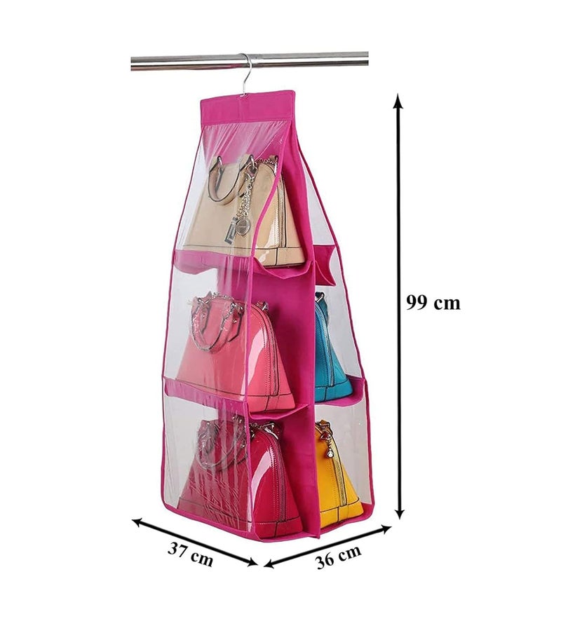Kuber Industries Kuber Industries Multiuses PVC Double Sided Hanging Organizer for Bedroom Living Room Pink  - Image 3