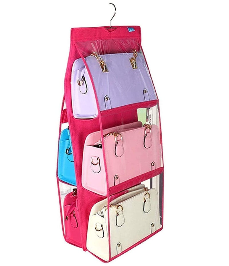 Kuber Industries Kuber Industries Multiuses PVC Double Sided Hanging Organizer for Bedroom Living Room Pink  - Image 4