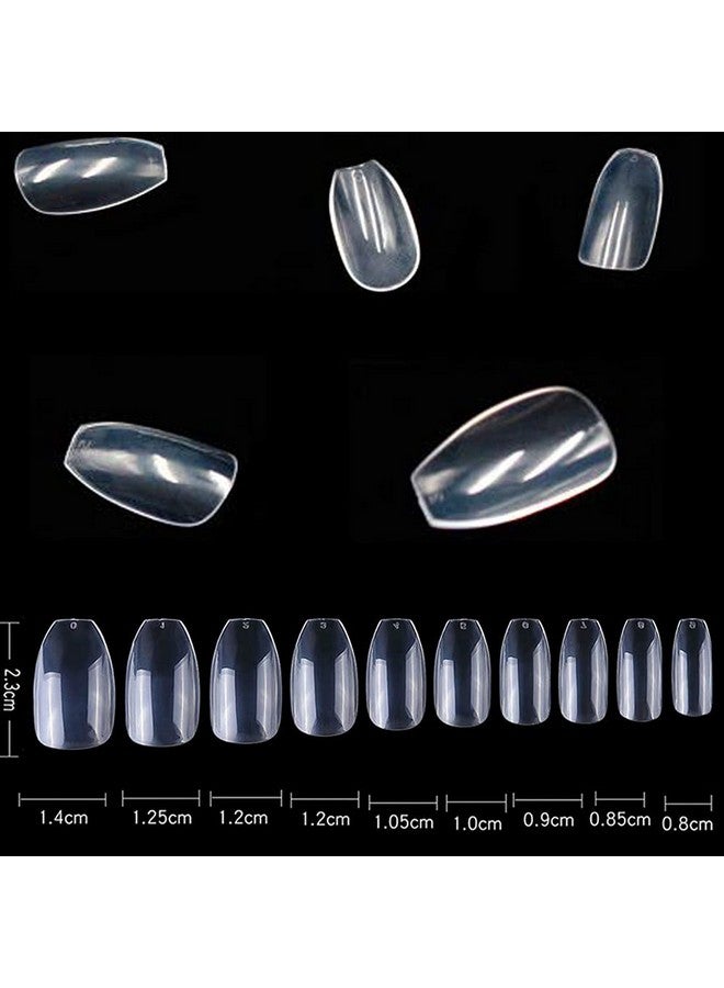 Beuniar Acrylic Clear Nails Tips Short Coffin 500Pcs Ballerina Artificial False Nail Tip Full Cover 10 Sizes With Box For Art Salons & Home Diy - Image 4