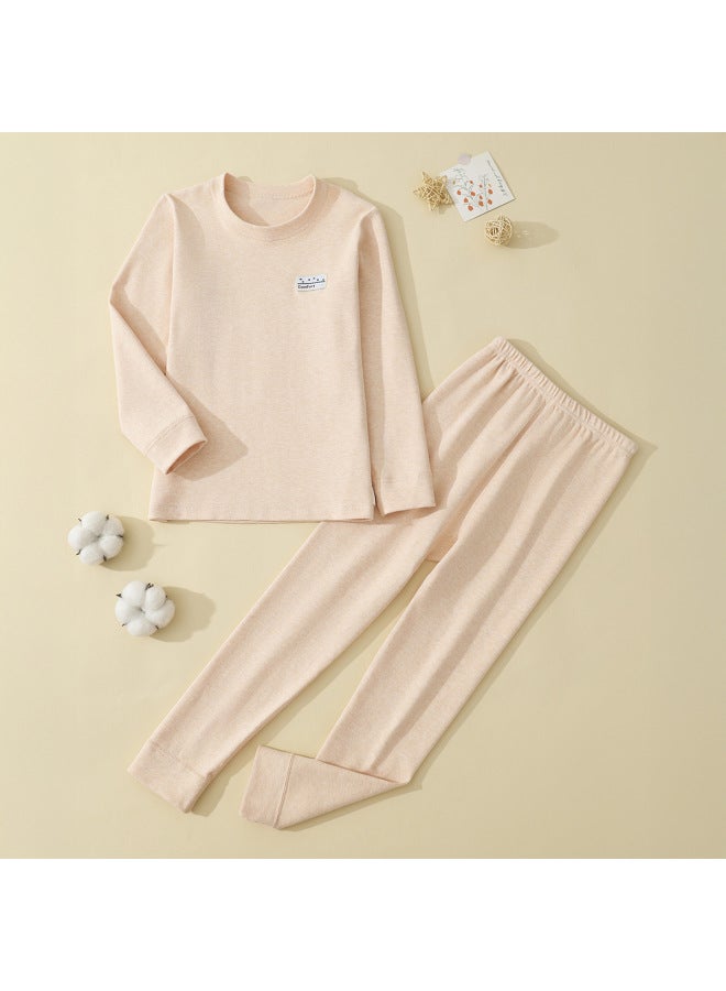 Children's New Pure Cotton Autumn Clothes And Long Pants Set Baby Soft Velvet Colored Cotton Underwear Set For Older Children Winter Cotton Thermal Wear