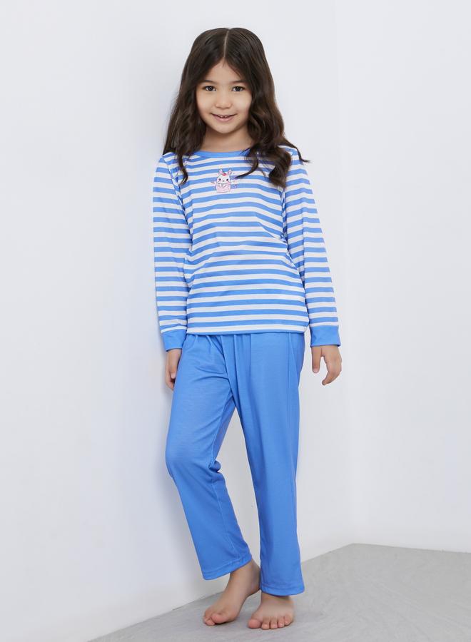 Styli Striped Long Sleeve T-Shirt and Pyjama Set - Image 2
