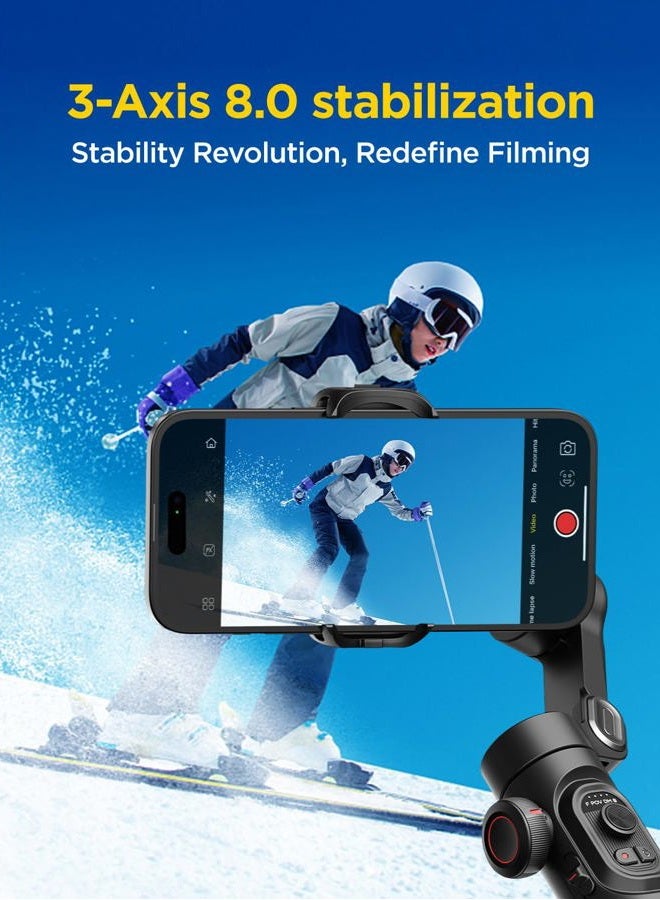 AOCHUAN Gimbal Stabilizer for iPhone Gimbal, Smartphone w/Focus Wheel Face/Object Tracking for iPhone 16 15 Pro Max/Android Foldable 3-Axis Handheld Phone Stabilizer for Video Recording -Smart XE - Image 2