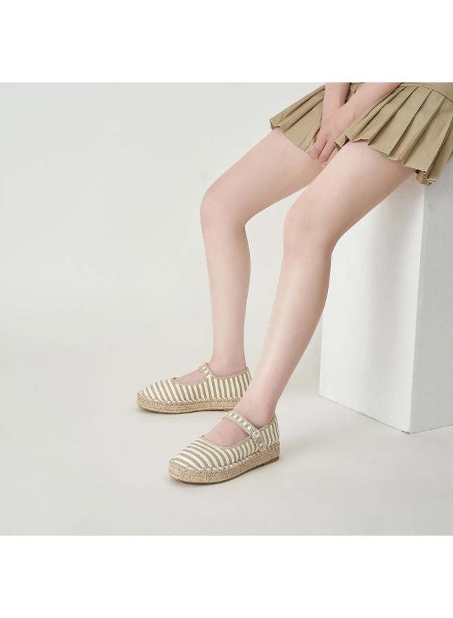 ATBELL Canvas Mary Jane Shoes for Women Cozy Closed Toe Espadrille Flats with Adjustable Strap Cute Daily Casual Fall Outfits Shoes, Natural, 9.5 - Image 5