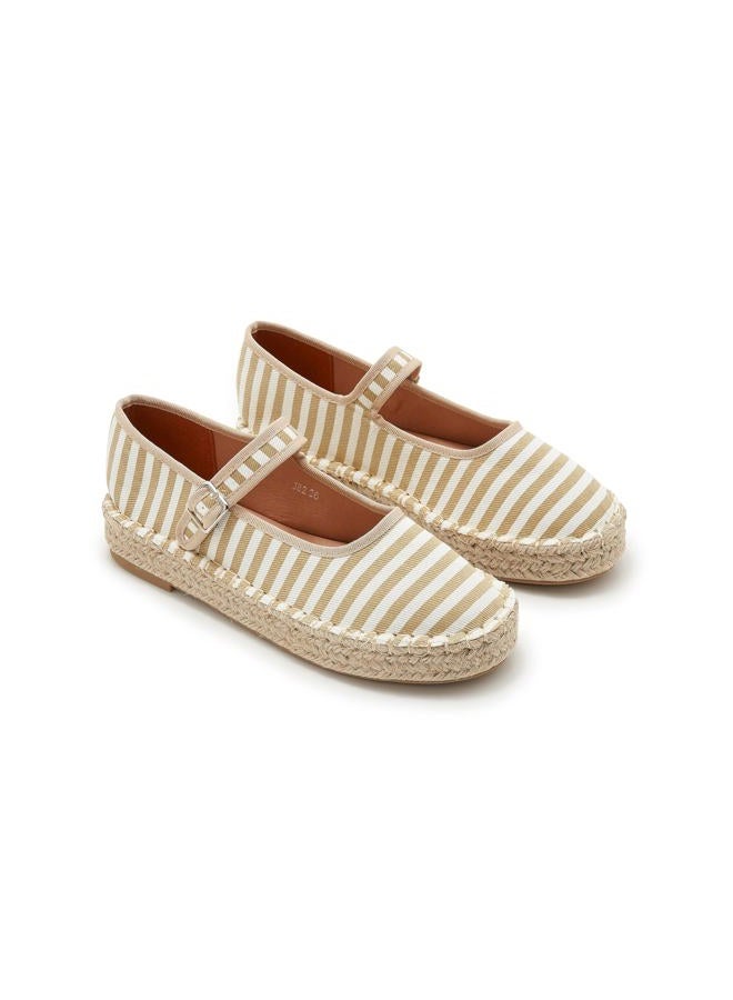 ATBELL Canvas Mary Jane Shoes for Women Cozy Closed Toe Espadrille Flats with Adjustable Strap Cute Daily Casual Fall Outfits Shoes, Natural, 9.5 - Image 4