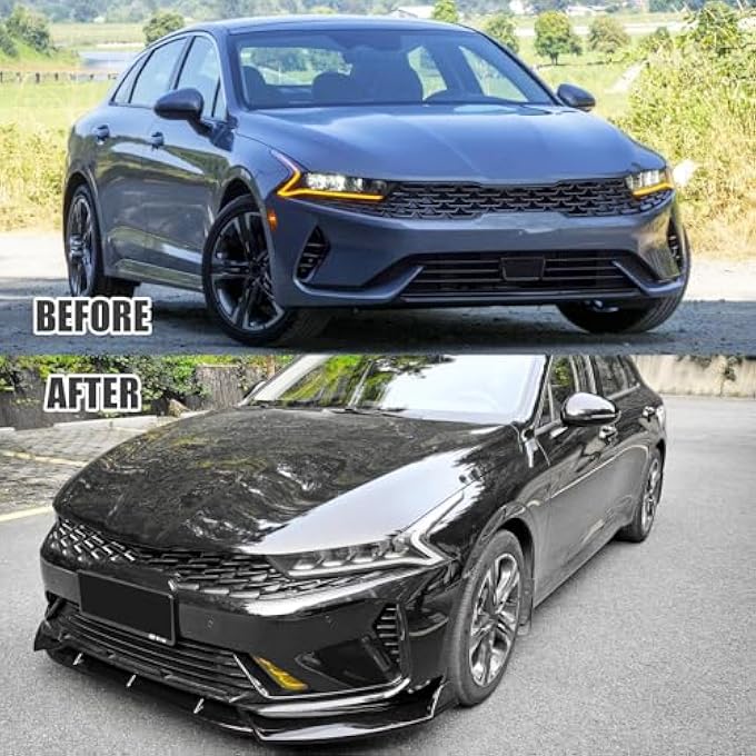 Gear Up Front Bumper Lip Splitter Compatible with 2024 2023 2022 2021 Kia K5 & 2025 Kia K5 GT/GT Line 3PC Front Splitter Protection Front Bumper Lower Lip Splitter(Gloss Black) - Image 5