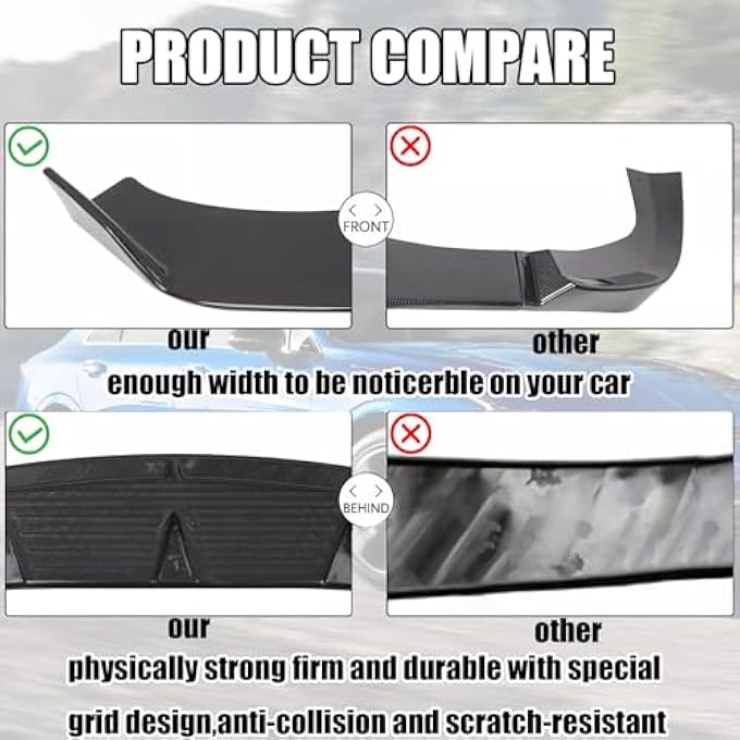 Gear Up Front Bumper Lip Splitter Compatible with 2024 2023 2022 2021 Kia K5 & 2025 Kia K5 GT/GT Line 3PC Front Splitter Protection Front Bumper Lower Lip Splitter(Gloss Black) - Image 4
