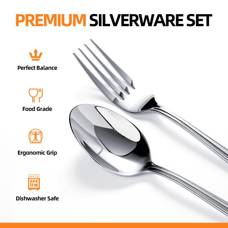 NICE KITCHEN Silverware set for 8,40 Pieces Premium Stainless Steel Silverware set,Mirror Polished Cutlery Set,Heavy Duty Flatware Set for 8,Dishwasher Safe,Luster Series - Image 4