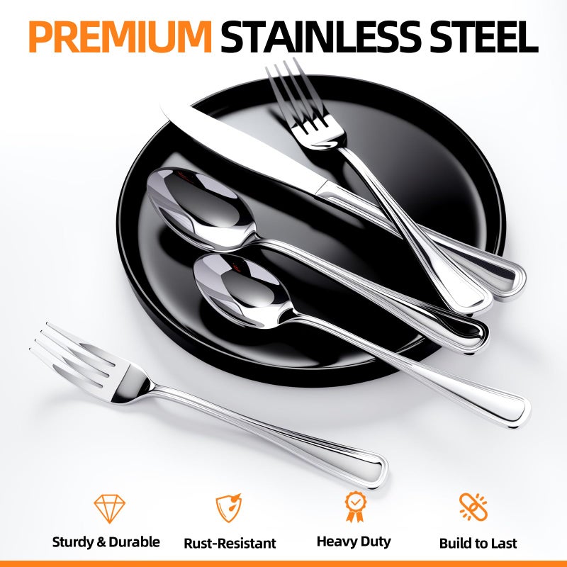 NICE KITCHEN Silverware set for 8,40 Pieces Premium Stainless Steel Silverware set,Mirror Polished Cutlery Set,Heavy Duty Flatware Set for 8,Dishwasher Safe,Luster Series - Image 3