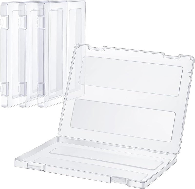 Azonee A4 Clear File Storage Box, Plastic Document Organizer for Paper, Photos & Magazines - Portable Project Case with Buckle, For Office & School,4 Pcs (12.52 X 9.5 X 0.95 Inch) - Image 1