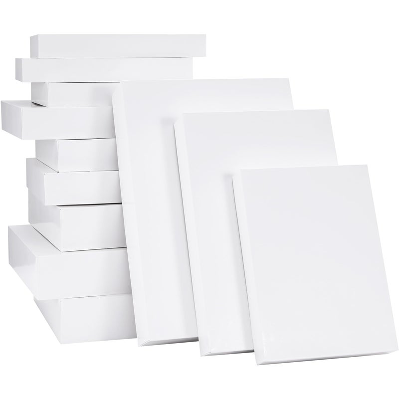 SUNCOLOR 12 Pack White Gift Boxes with Lids Assorted Sizes (4 Boxes 11", 4 Boxes 14", 4 Boxes 16") â€“ Premium Set of Small, Medium, and Large Boxes for Presents, Packaging, and Storage - Image 1