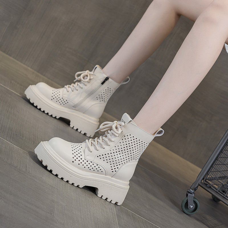 Martin Boots for Women 2026 Summer Leather Perforated Short Work Boots British Style Casual Fashion Versatile Women''s Boots - Image 2